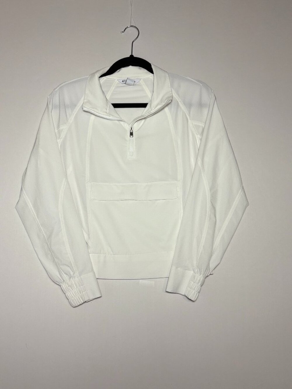 Athleta White Grid Ripstop 1/4 Zip Pullover Anorak Jacket Size XXS